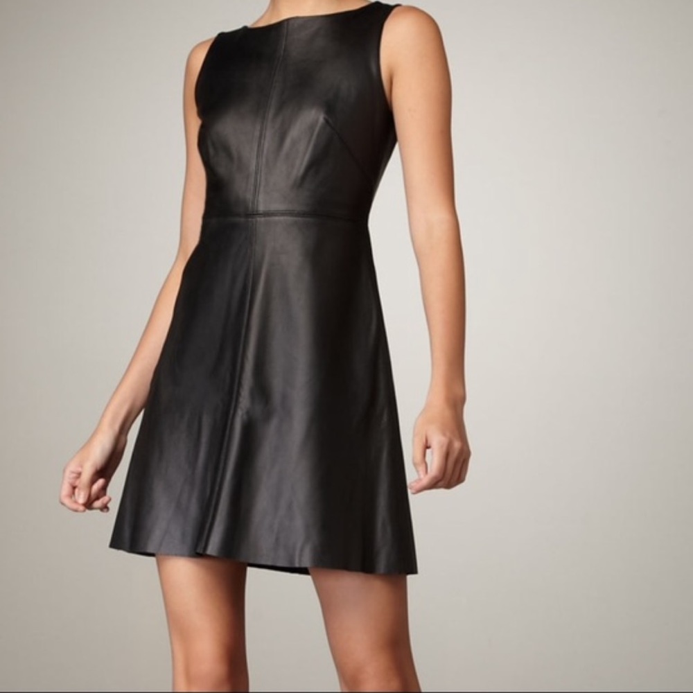 Ali Ro Black Swingy Leather Dress NWOT Size 10